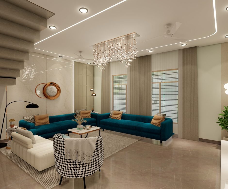 Premium Bangalore living room design with custom false ceiling and mood lighting About Us - Top Best Home Interior Designer Company In Bangalore